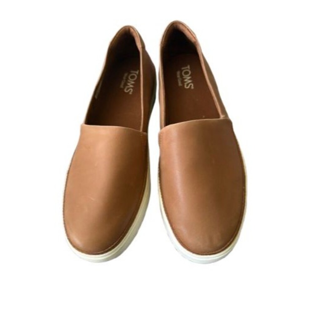 TOMS Kameron Women's Brown Leather Slip-On Sneaker Shoes Size 10 M